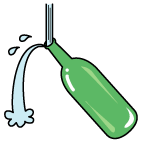ビンを水洗いしている画像
