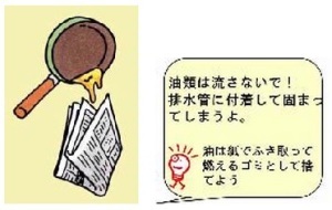 挿し絵(油類を流さないで)