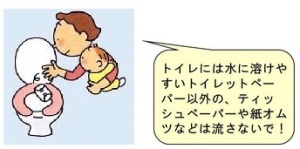 挿し絵(トイレにトイレットペーパー以外流さないで)