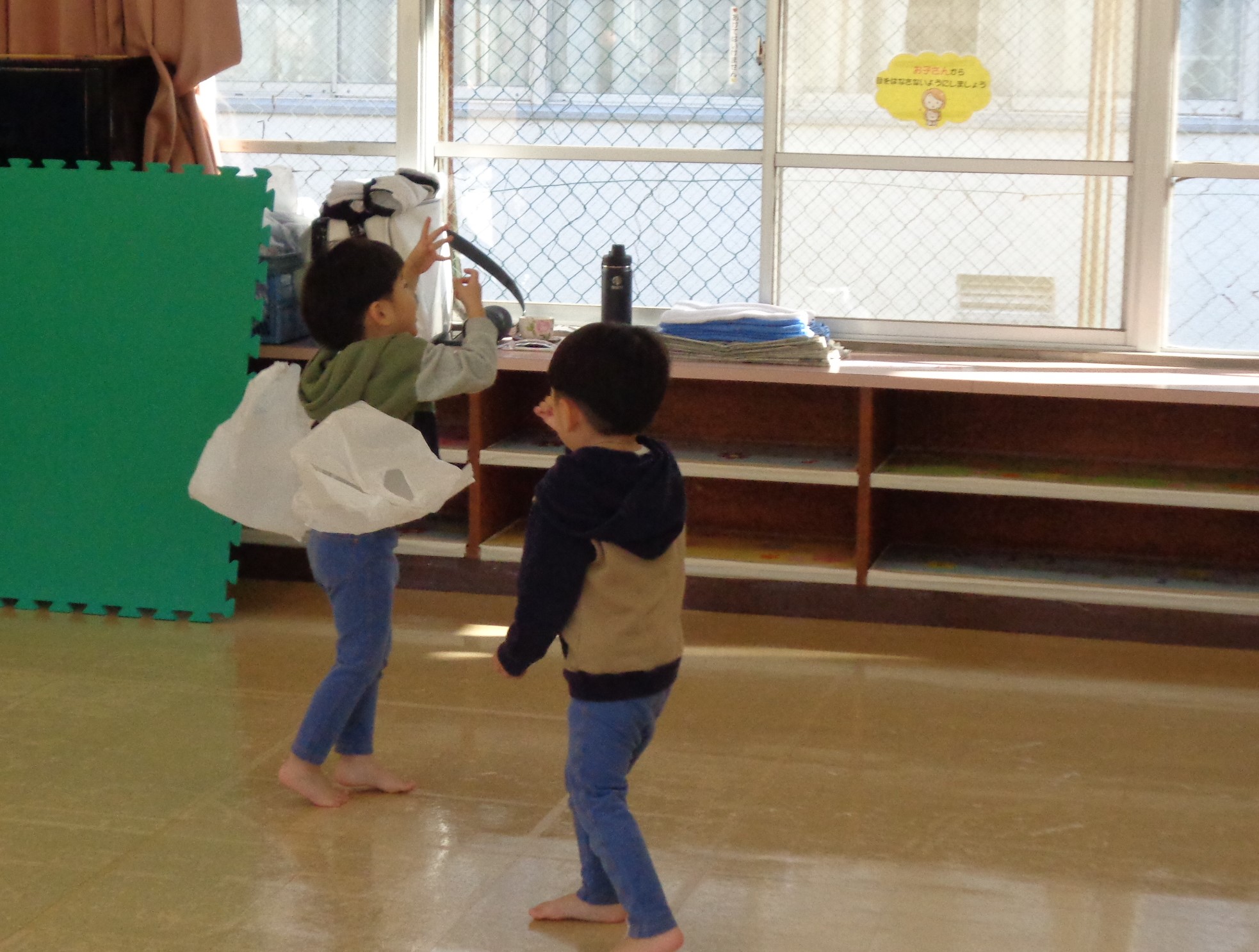 袋キャッチする