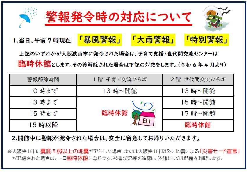 警報発令の対応について