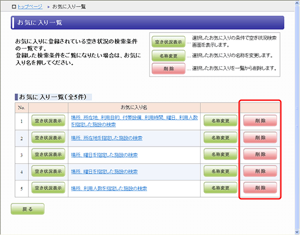 お気に入り一覧(削除)